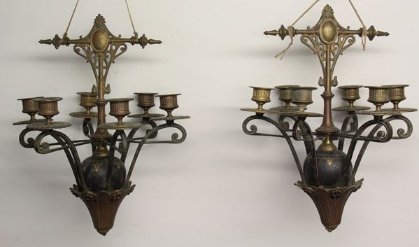 Pair of small chandeliers  - Auction VisconTime Auction (n. 1035) - Viscontea Casa d'Aste