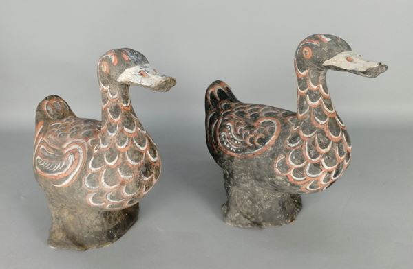 Coppia di anatre in ceramica