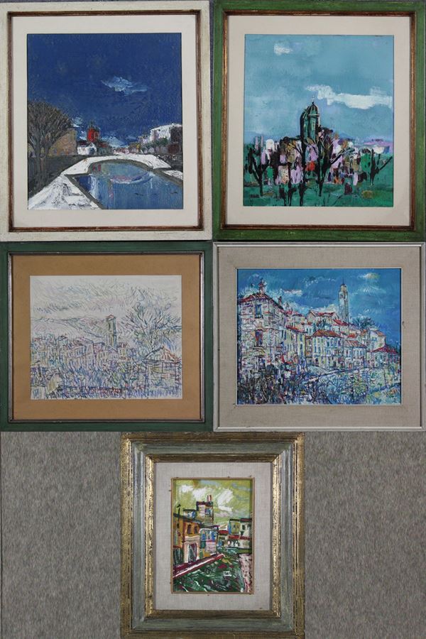 MIHU VULCANESCU - Five ''LANDSCAPES'' paintings