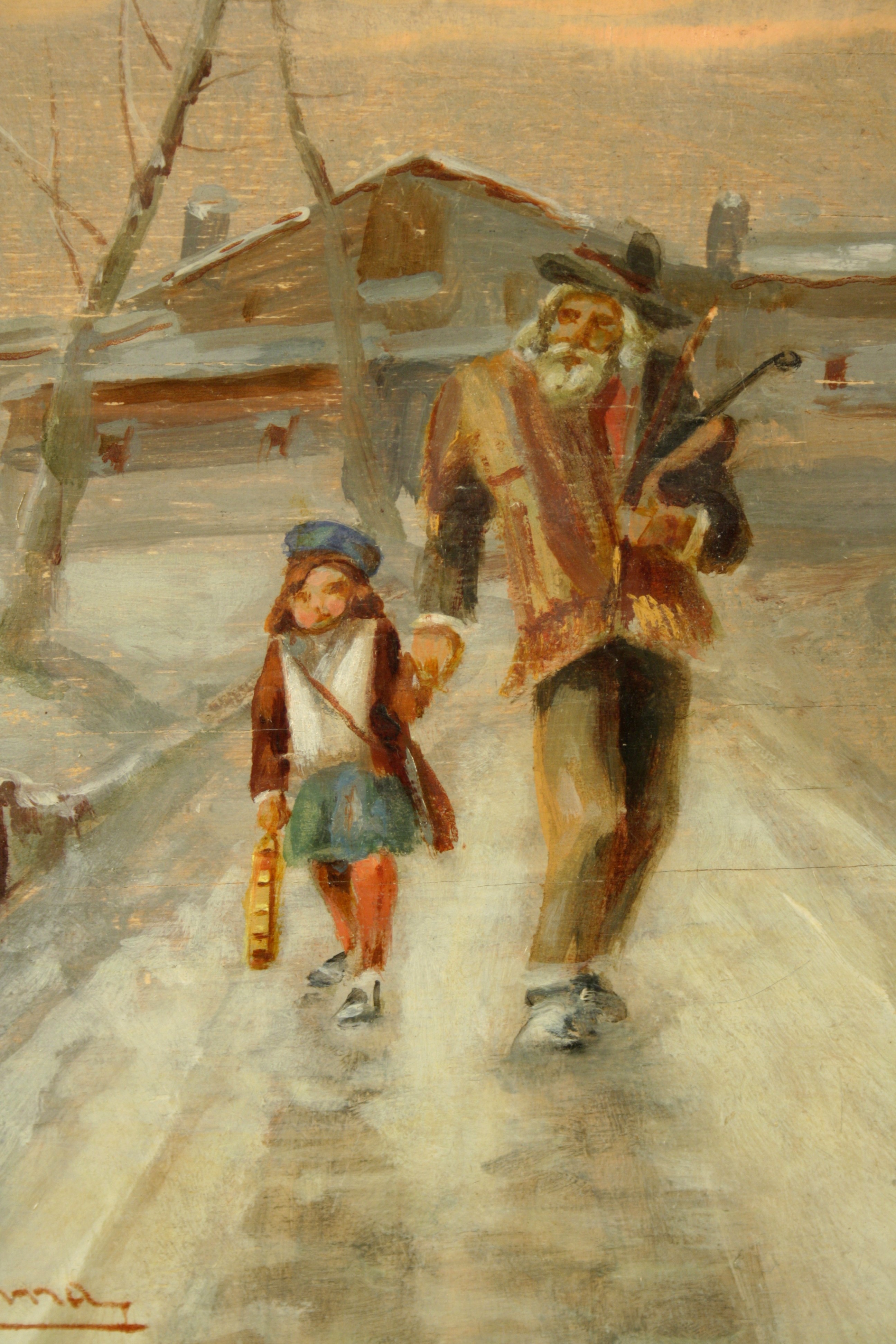 Dipinto ''PAESAGGIO INVERNALE CON FIGURE''