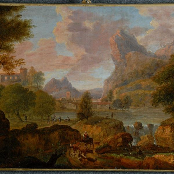 ANTONIO CANELLA - Dipinto ''PAESAGGIO CON ARMENTI''