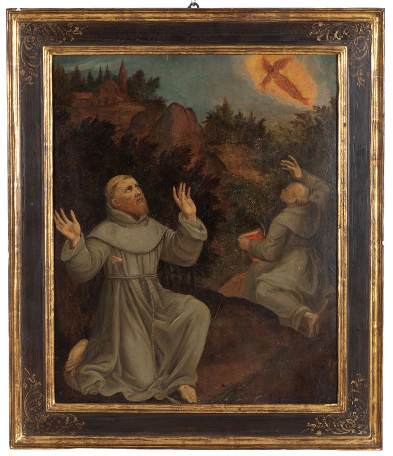 Anonimo, San Francesco riceve le stigmate, olio su tavola
