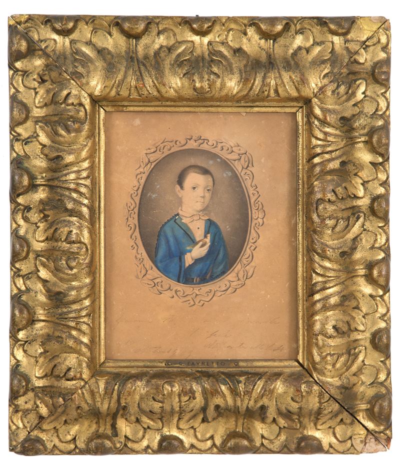 Tecnica mista ''BIMBO CON UCCELLINO IN MANO''