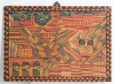 Mondovì, opera composta da tasselli di legno dipinti (anni '70-'80)