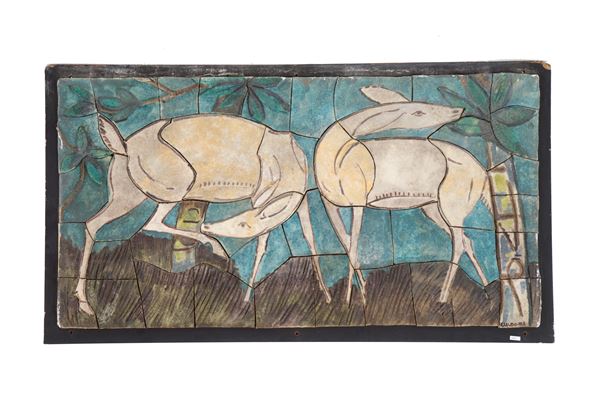 CLAUDIO FERRI - Ceramic panel ''DEER''