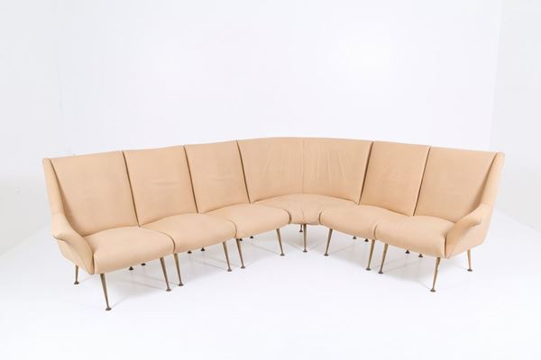 Modular corner sofa with six elements