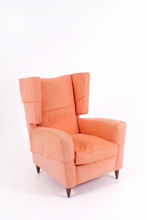 GIO PONTI - Salmon-colored armchair