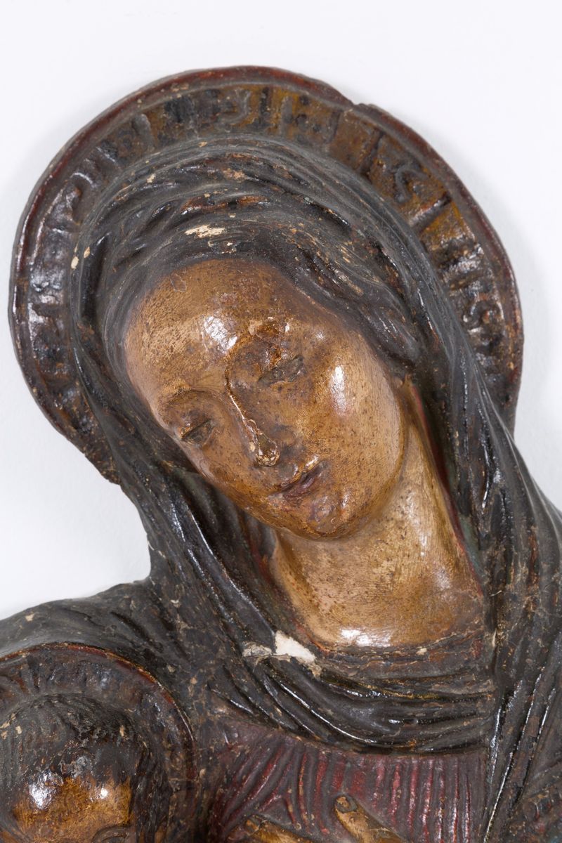 Scultura in Terracotta Raff. ''madonna con Bambino''. Italia Centrale. XVI Seco...