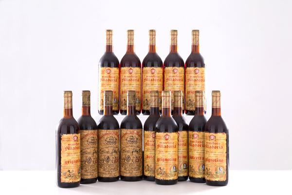 Selezione Marchese Villadoria (14 bt). 
- Spanna 1971 (3 bt)
- Dolcetto 1973 ...  - Auction MILANO DECOR - Antiques, Wine and Spirits Auction - Viscontea Casa d'Aste