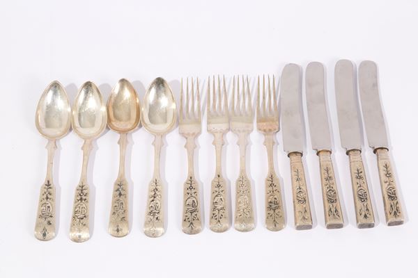 Cutlery set in 800 silver