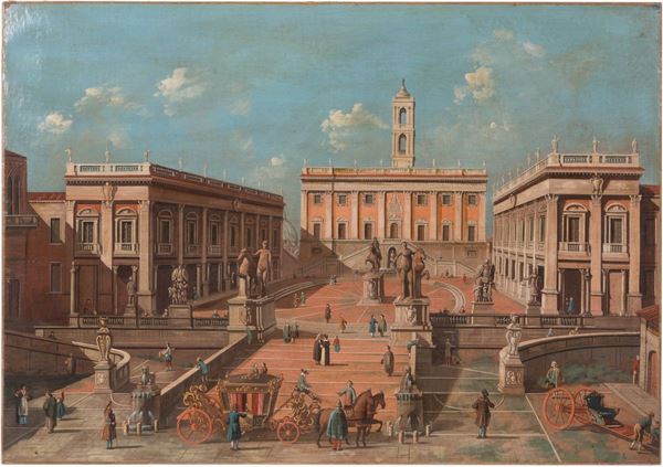 GIOVANNI ANTONIO  CANAL (seguace di) CANALETTO - GIOVANNI ANTONIO CANAL detto CANALETTO (seguace di) (Venezia 1697-1768).Dipinto olio su tela 