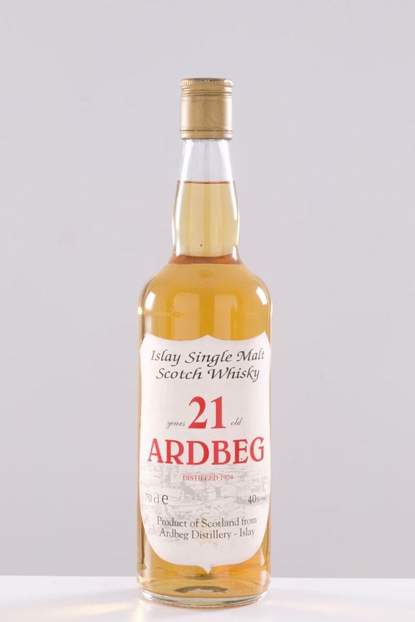 Ardbeg Islay Single Malt Scotch Whisky 21 years old, distillato nel 1974, imbot...