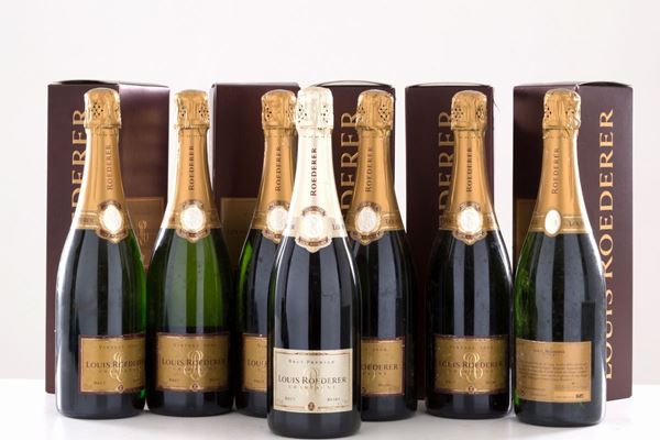 Selezione Champagne Brut Louis Roederer (7 bt). Cinque cofanetti originali.
- ...