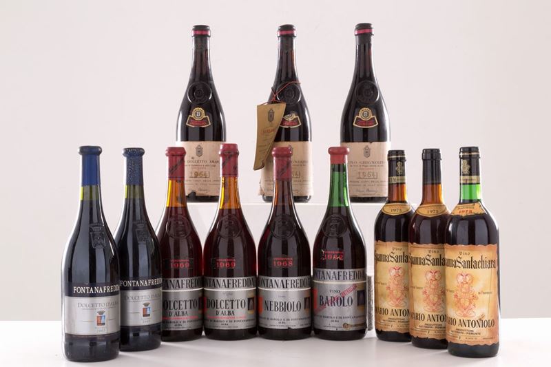 Selezione di vini italiani (12 bt). - Fontanafredda Dolcetto d'Alba 2003 (2 bt...