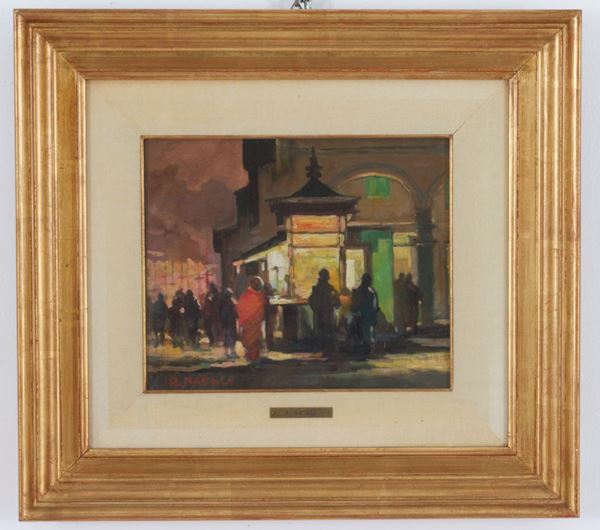 RENATO NATALI - Dipinto ''CHIOSCO DEL GIORNALAIO''