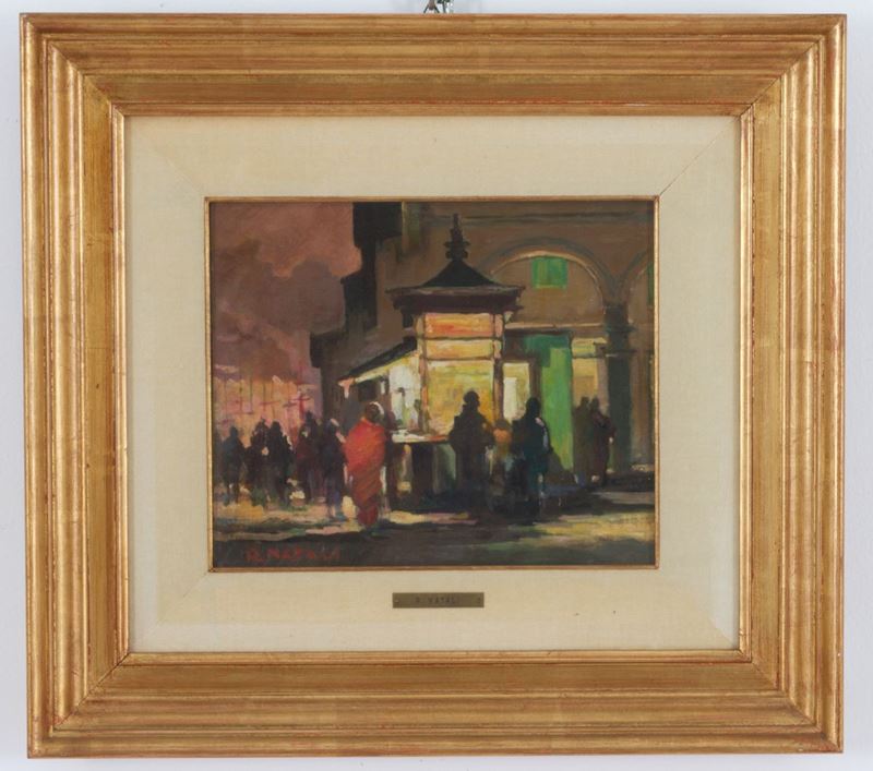 Renato Natali - Dipinto ''chiosco del Giornalaio''