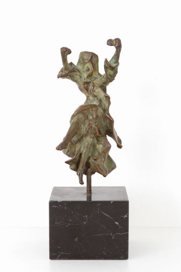 SALVADOR DALI' - SALVADOR DALI' (Figueres, 1904-1989). Scultura in bronzo patinato raff. ''BALLE...