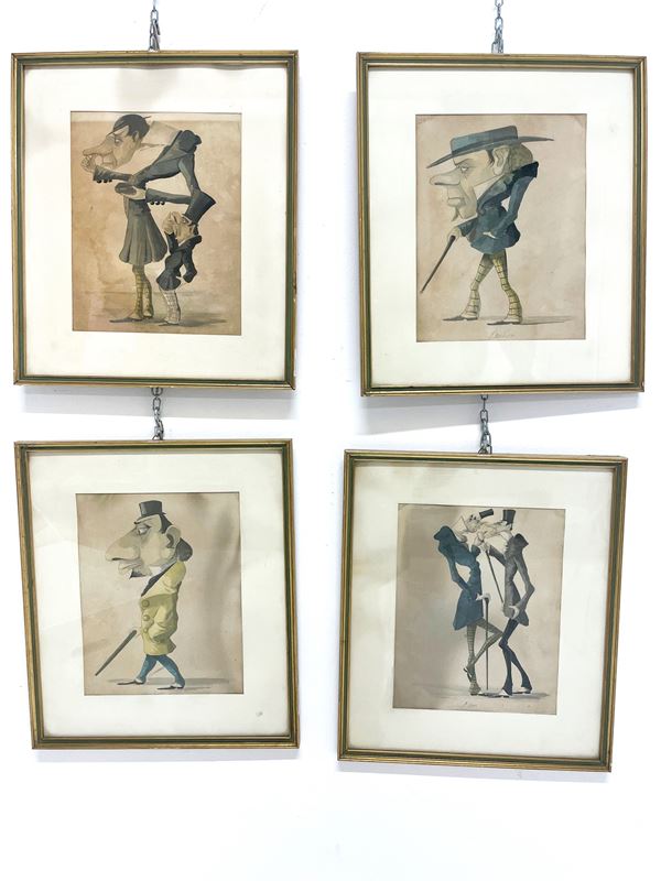 Quattro acquarelli ''CARICATURE''