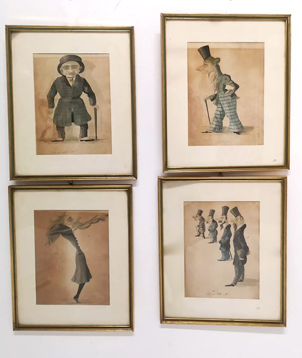 Quattro acquarelli ''CARICATURE''