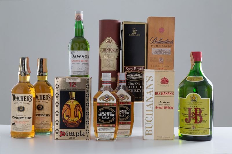 Selezione scotch whisky scozzesi (11 bt). - Teacher's (2 bt) - Dimple Deluxe ...