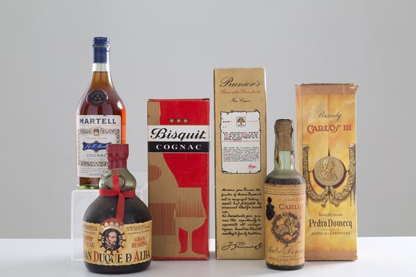 Selezione distillati (6 bt). 
- Cognac Martell (1 bt)
- Brandy Deluxe Gran Du...