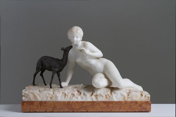 UMBERTO STIACCINI - Scultura in alabastro e bronzo