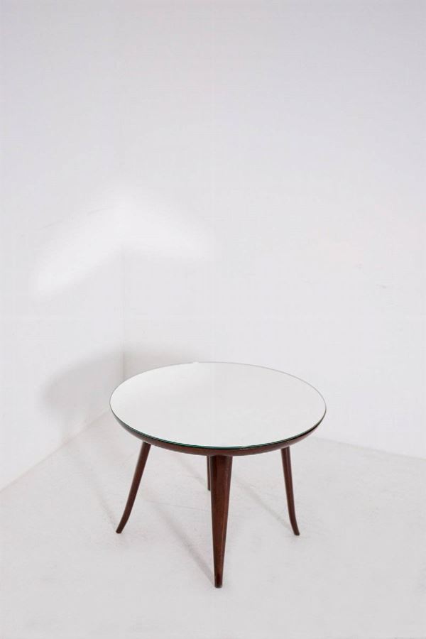 PIETRO CHIESA - Coffee-table in walnut and mirrored glass