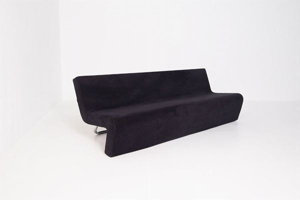 Black velvet sofa. MDF production