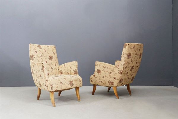 MELCHIORRE BEGA - Coppia di poltrone con inserti floreali