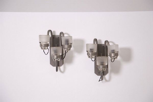 JOE COLOMBO - Pair of wall lamps for OLUCE
