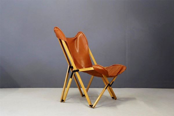 VITTORIANO VIGANO' - Tripolina chair in leather and teak