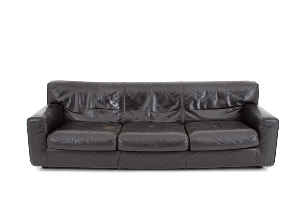 Black leather sofa. CASSINA production