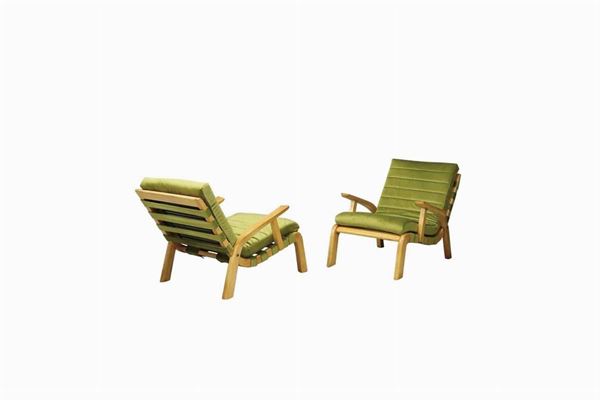 GIORGIO LACHT.,GUSTAVO  PULITZER-FINALI - Coppia di poltrone in velluto verde