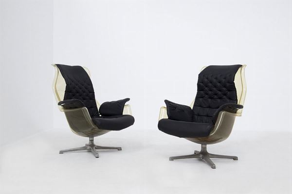 ALF SVENSSON,YNGVAR SANDSTORM - Coppia di sedie girevoli Space Age Galaxy. Produzione DUX