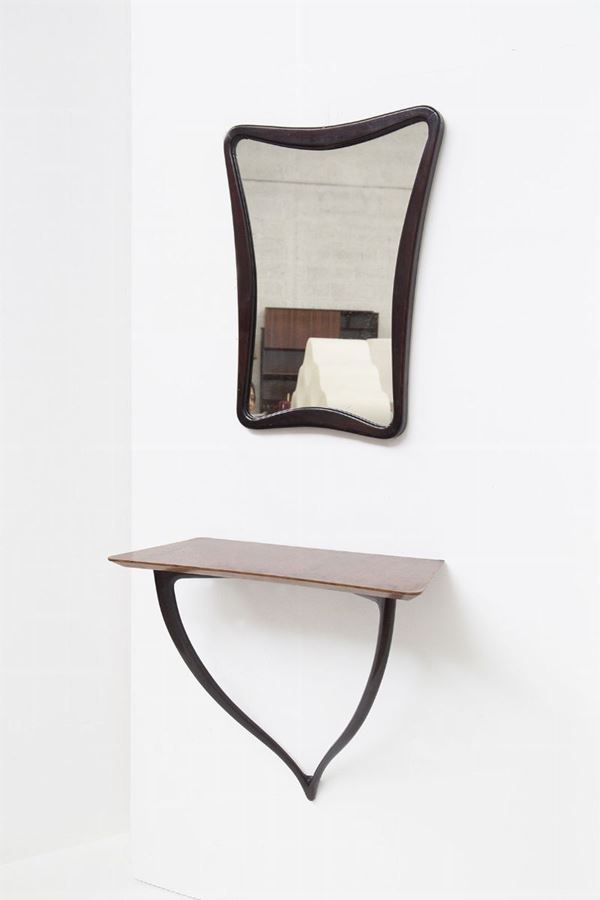 CESARE LACCA - Suspended console in wood and mirror