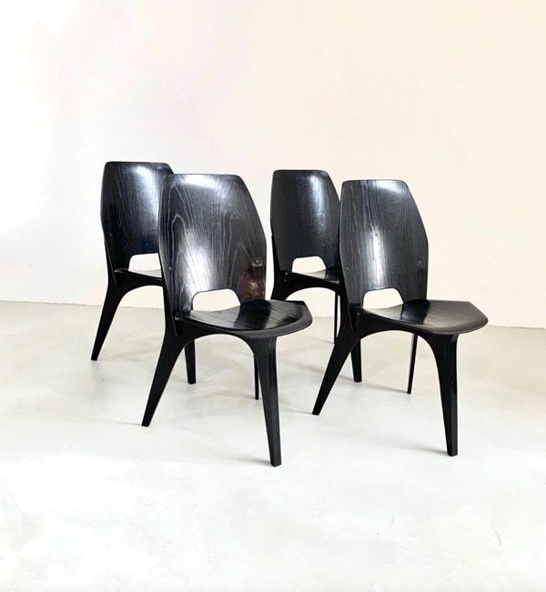 EUGENIO GERLI - Four teak chairs for TECNO