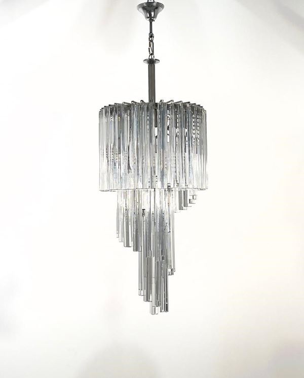 VENINI - Lampadario Triedro in vetro di Murano