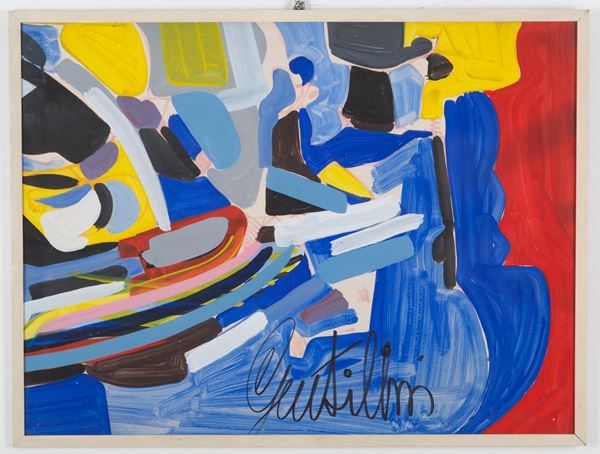 ALDO GENTILINI - ALDO GENTILINI (Genova, 1912 - Volpeglino, 1982). Dipinto tempera su carta raff...