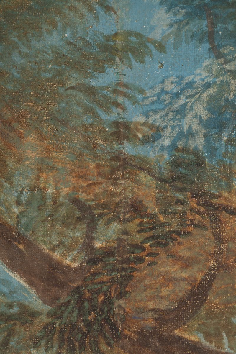 Dipinto Olio su Tela Raff. ''paesaggio Montano con Armenti e Pastori''