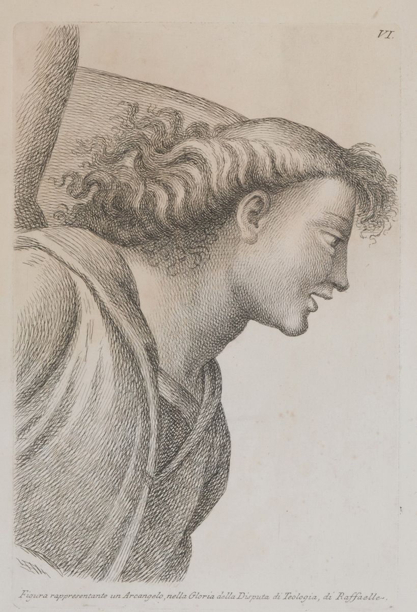 Quattro Incisioni su Carta Raff. ''arcangeli''. XIX Secolo. in Cornice. Mis. L...