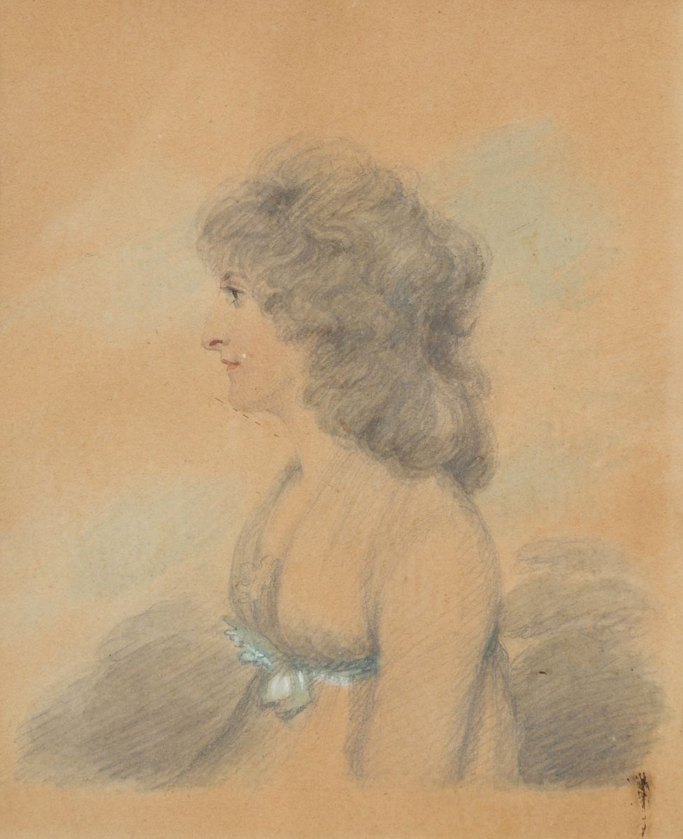 Cinque Miniature su Carta Raff. ''profili di Personaggi''. XIX Secolo. in Corni...