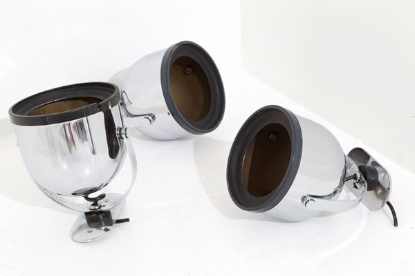 GAE AULENTI - Tre faretti in acciaio e plastica. 