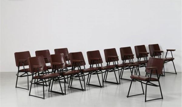 BBPR -  Twelve chairs in painted iron and wood