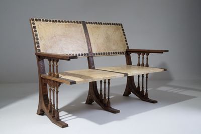 Carlo Bugatti (milano, 1855 - Molsheim, 1940). Divano in Legno Intarsiato