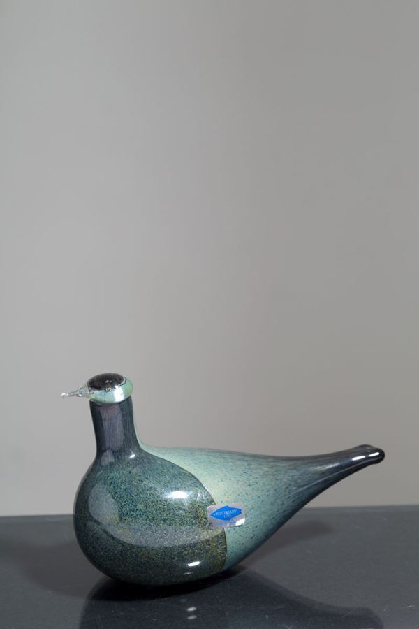 Scultura in pasta di vetro raff. ''GALLINELLA''. Manifattura NUUTAJARVI 1793. F...