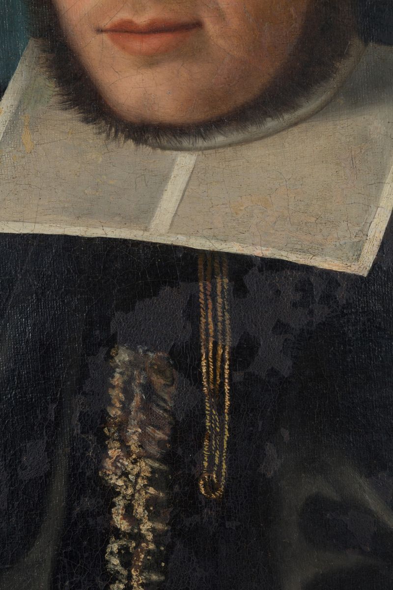 Dipinto Olio su Tela Raff. ''gentiluomo''. XIX Secolo. in Cornice. Restauri. Gi...
