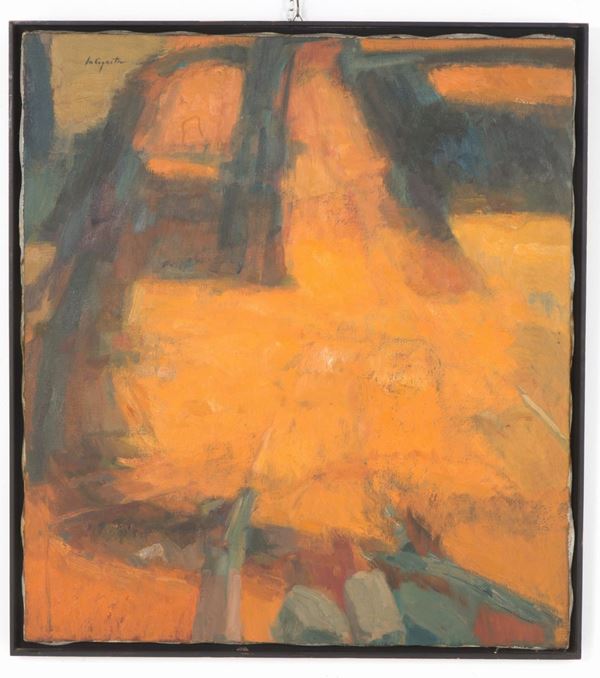 GIOVANNI  LA COGNATA - GIOVANNI LA COGNATA (Comiso, 1954). Dipinto olio su tela raff. ''SOGGETTO INFOR...