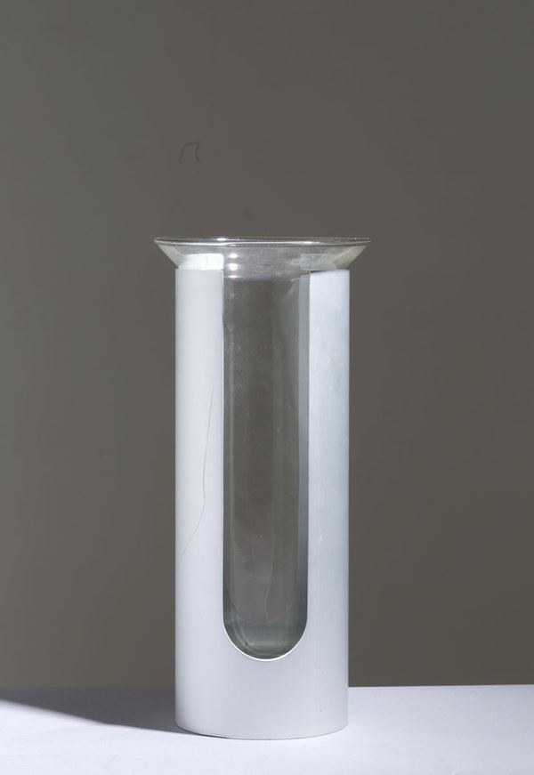 ENZO MARI - ENZO MARI (Cerano, 1932 - Milano, 2020) per DANESE MILANO. Vaso in acciaio inossidabile