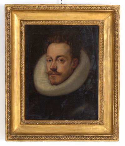 Dipinto Olio su Tela Raff. ''ritratto di Gentiluomo''. XVII Secolo. in Cornice ...