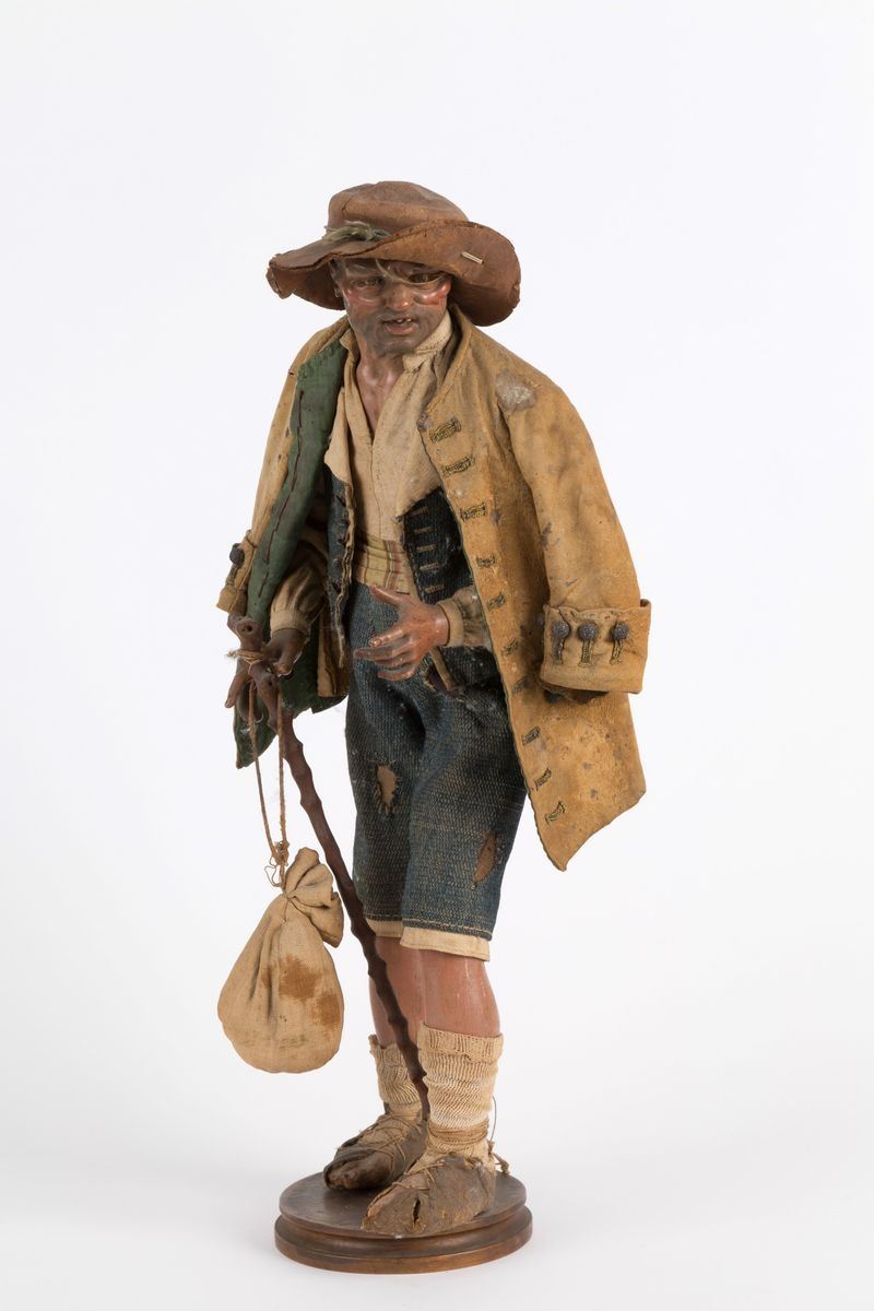 Francesco Celebrano (napoli, 1729-1814). Pastore in Terracotta, Legno, Paglia
